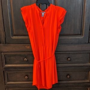 H&M red dress, flutter sleeve, tie waist